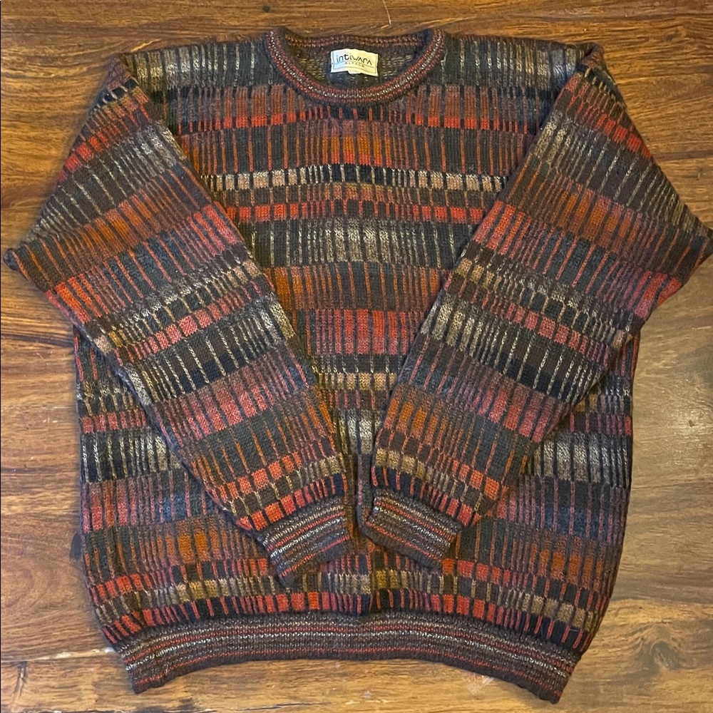 Intiwara Alpaca Men’s Vintage Sweater 100% Alpaca Wool Hand Made in Bolivian